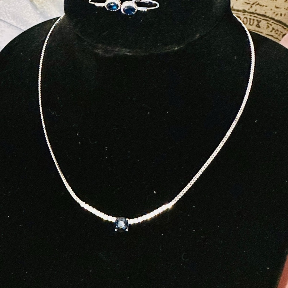 Cezanne Silver and Blue Contemporary Necklace